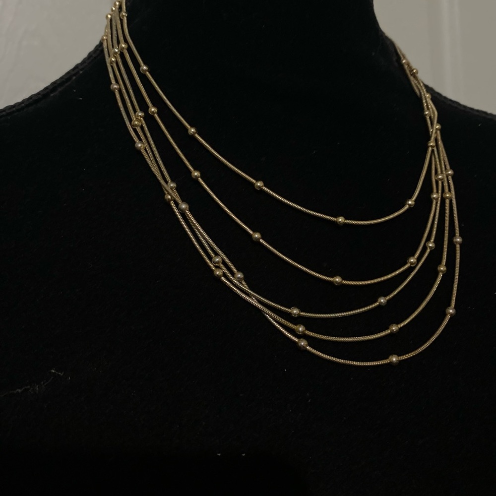 Five Layer Gold Necklace. Statement Accent Piece. - image 5